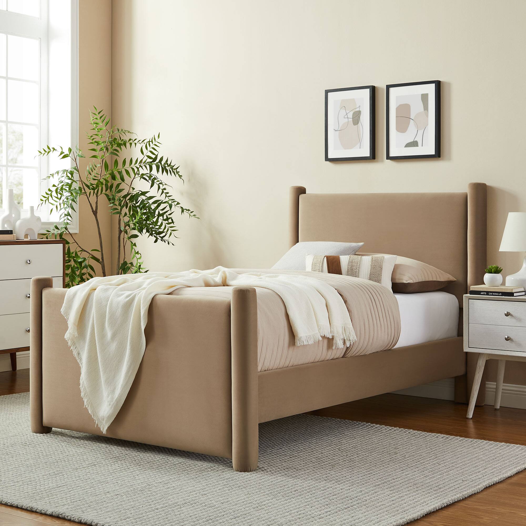Alt View 5. Modway - Maven King Size Fabric Upholstered Platform Bed - Ivory.