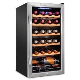 Ivation - 24 Bottle Compressor Wine Refrigerator, Freestanding Wine Cooler with Lock - Gray
