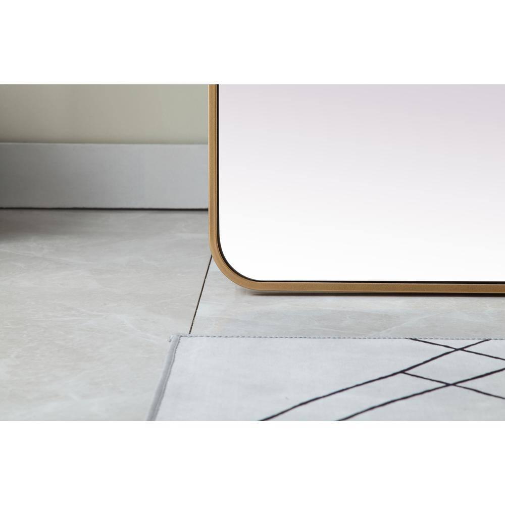 Alt View 4. Elegant Decor - Soft Corner Metal Rectangle Full Length Mirror 30x60 Inch in Brass - Brass.