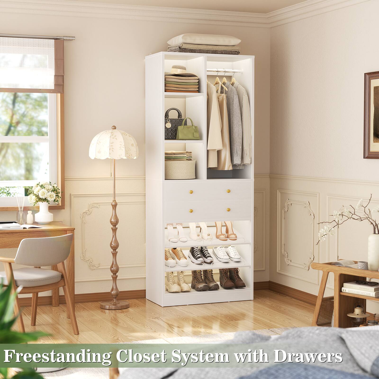 Freestanding Closet System with Drawers