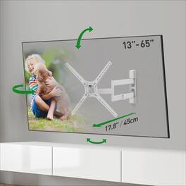 Barkan - 13-65" TV wall mount with Full motion, extension, swivel and tilt - White