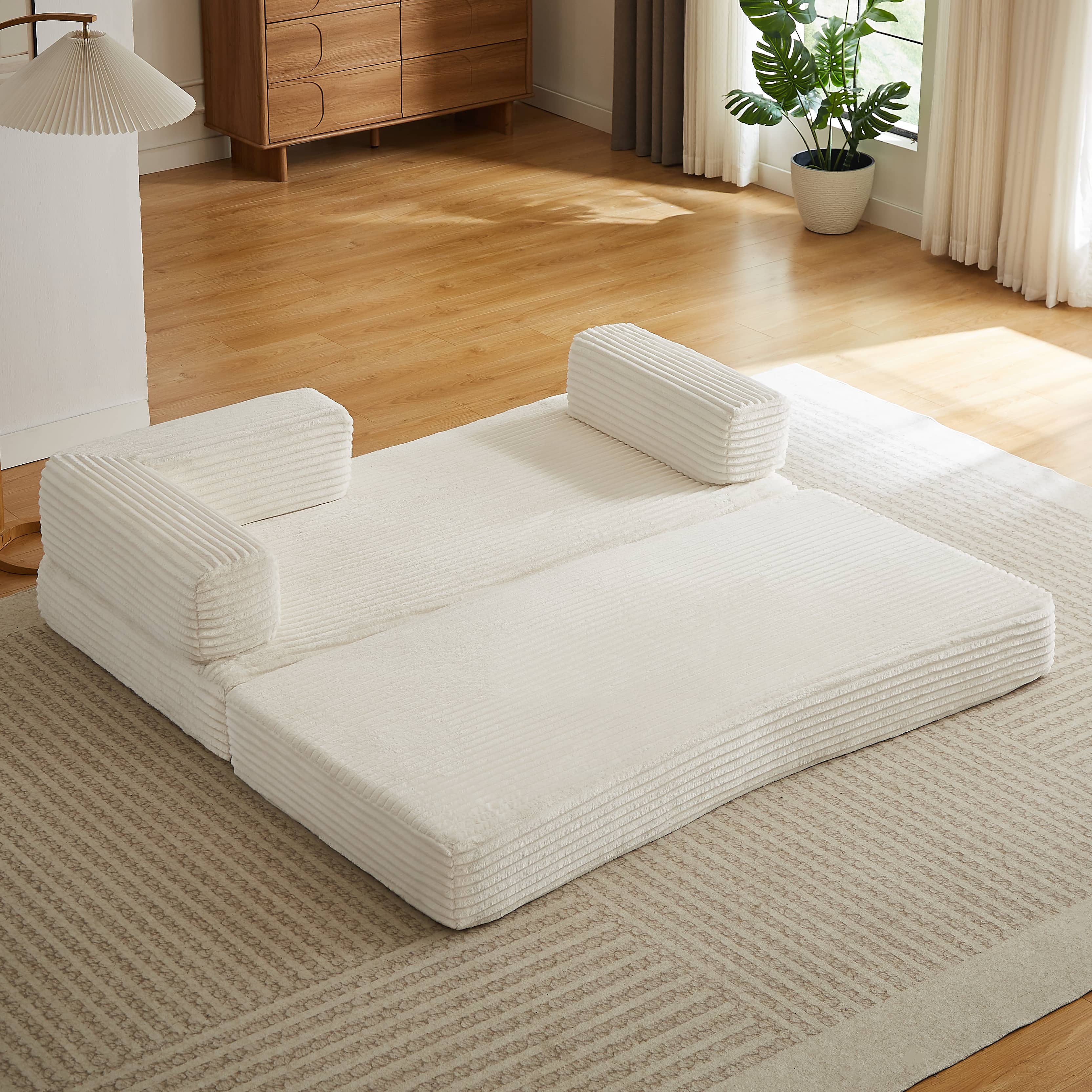 Alt View 1. Anysun - Anysun Modern Modular Classic Color Scheme Corduroy Fabric Boneless Loveseat Sofa, No Assembly - Beige.