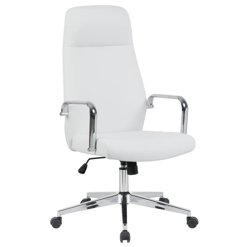 Front. LeisureMod - Flux Series Office Chair, Executive Modern Ergonomic Swivel Desk Computer Chair with Wheels - White.
