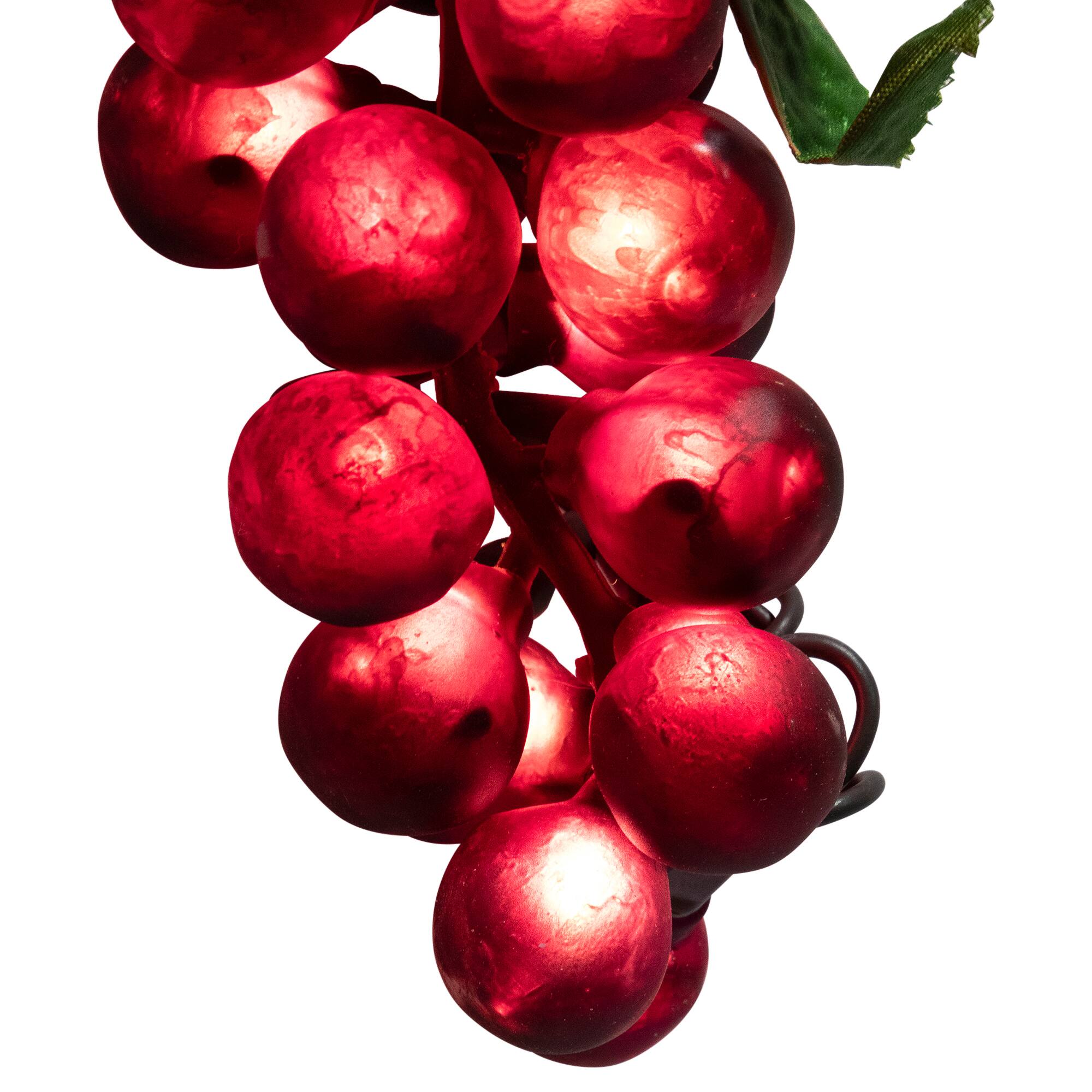 Alt View 4. Northlight - 5-Count Red and Green Grape Cluster String Light Set, 8ft Brown Wire - Red.