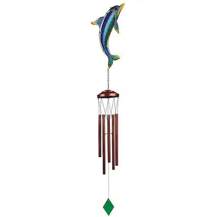 Front. FC Design - FC Design 40" Long Blue Dolphin Wind Chime Outdoor Patio or Garden Hanging Decoration - Multi-Color.