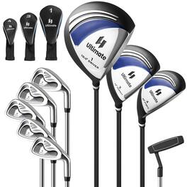Costway - 9 PCS Men's Complete Golf Club Set Right Handed with 460cc Alloy Driver Irons - Navy