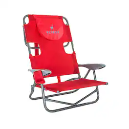 Ostrich - The Heavy-Duty Backpacker Portable Reclining Beach Camping Chair - Red