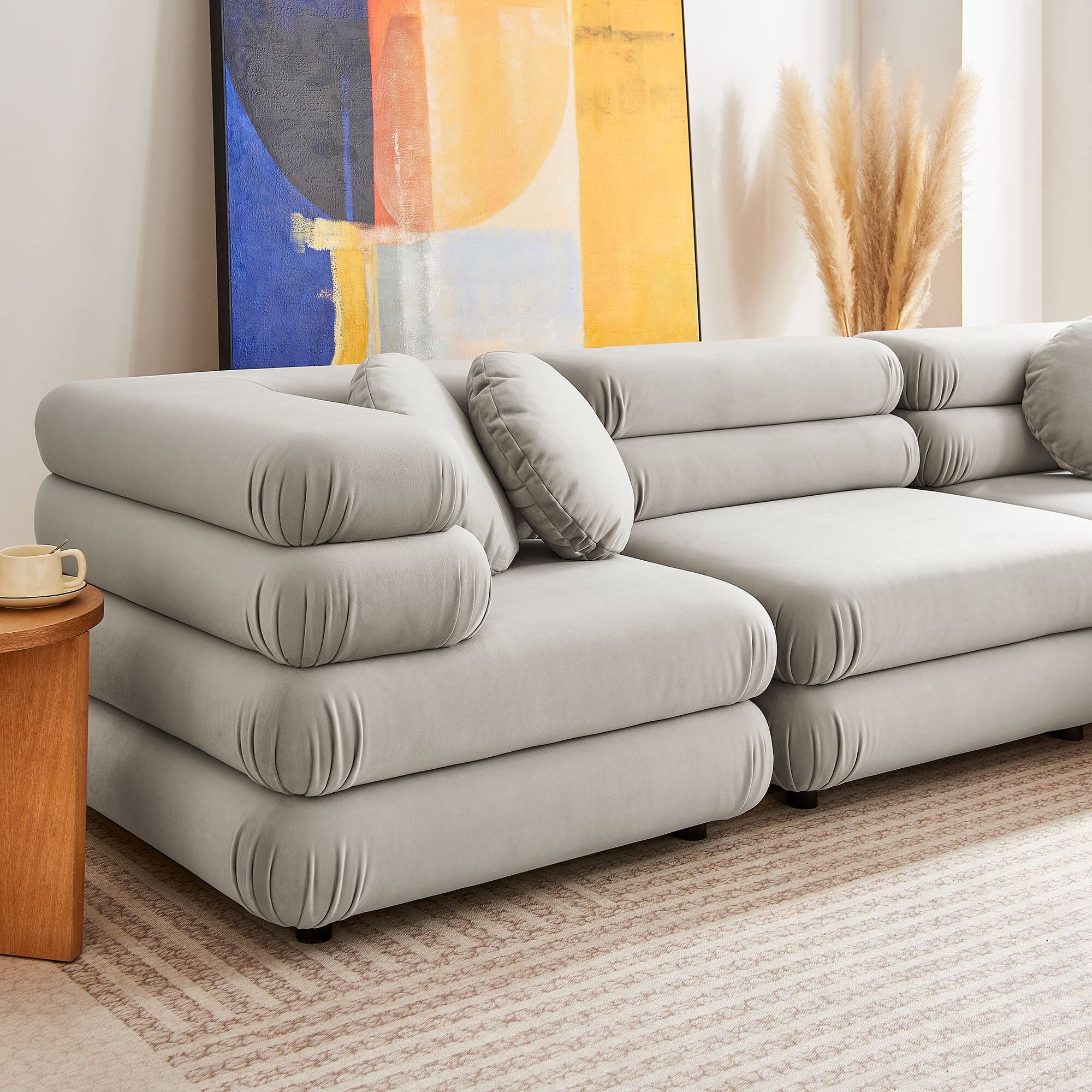 Alt View 9. Modway - Jubilee 5-Piece Modular Performance Velvet Sectional Sofa by Modway - Almond.