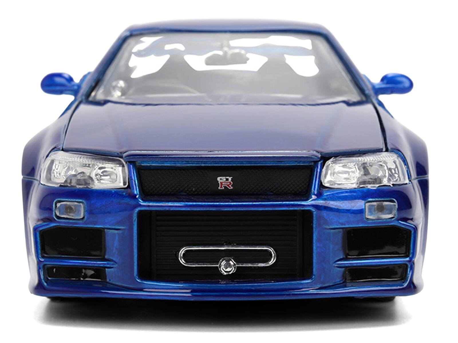 Alt View 5. Jada - Brian's Nissan Skyline GT-R (R34) RHD Blue Color Brush Finish "2 Fast 2 Furious" (2003) 1/24 Diecast Model Car by Jada.