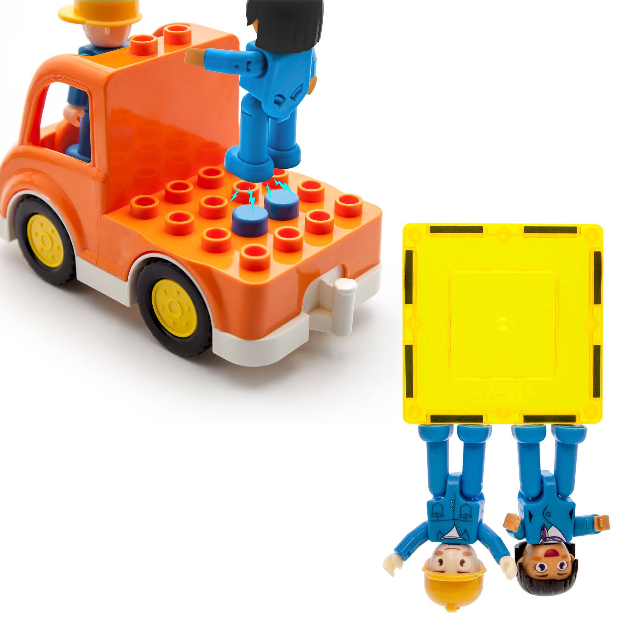Alt View 3. PicassoTiles - PicassoTiles 5 Piece Vehicle Character and Action Figure Expansion Set for Ages 3+, Multicolor.
