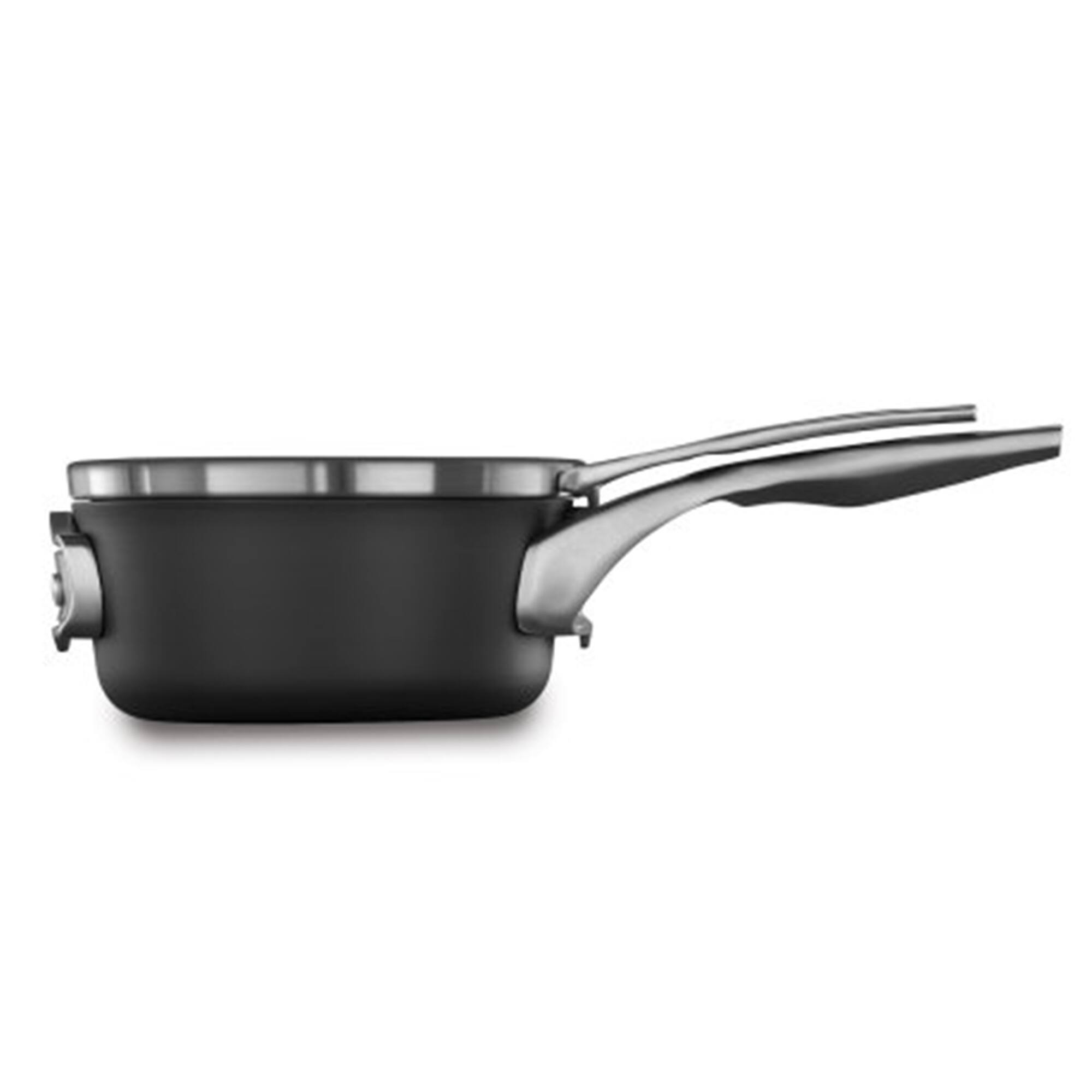 Front. Calphalon - Calphalon Premier Space Saving 1.5 Quart Hard Anodized Nonstick Saucepan w/Lid - Black.