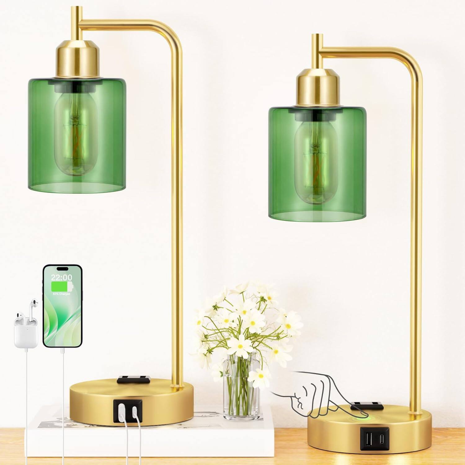 Green Shade& Gold Base