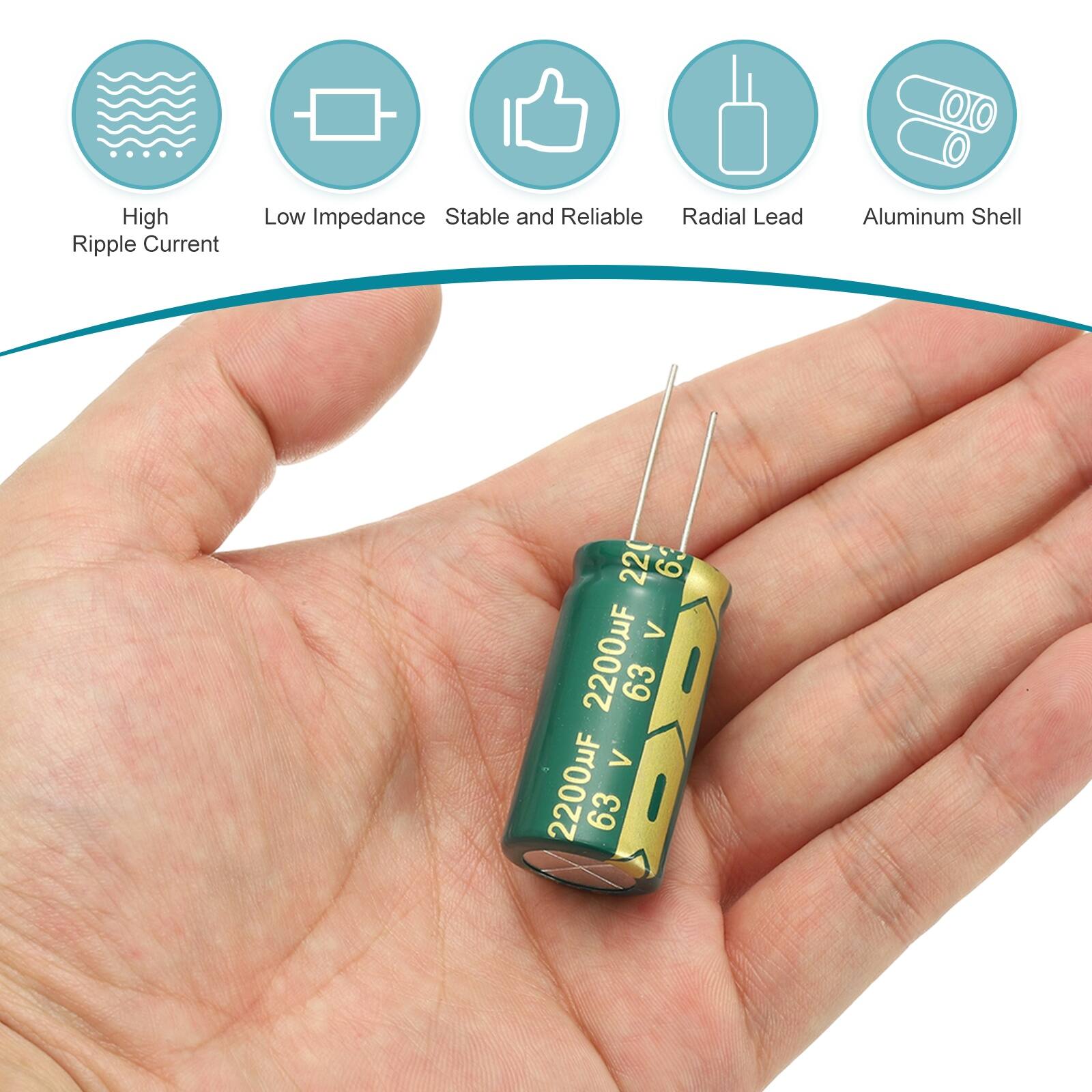 High Ripple Current Low Impedance Stable and Reliable Radial Lead Aluminum Shell 2200µF 63V