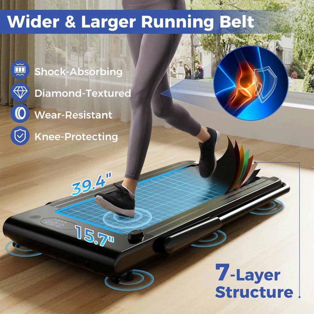 Wider & Larger Running Belt

- Shock-Absorbing
- Diamond-Textured
- Wear-Resistant
- Knee-Protecting

39.4" x 15.7"

7-Layer Structure