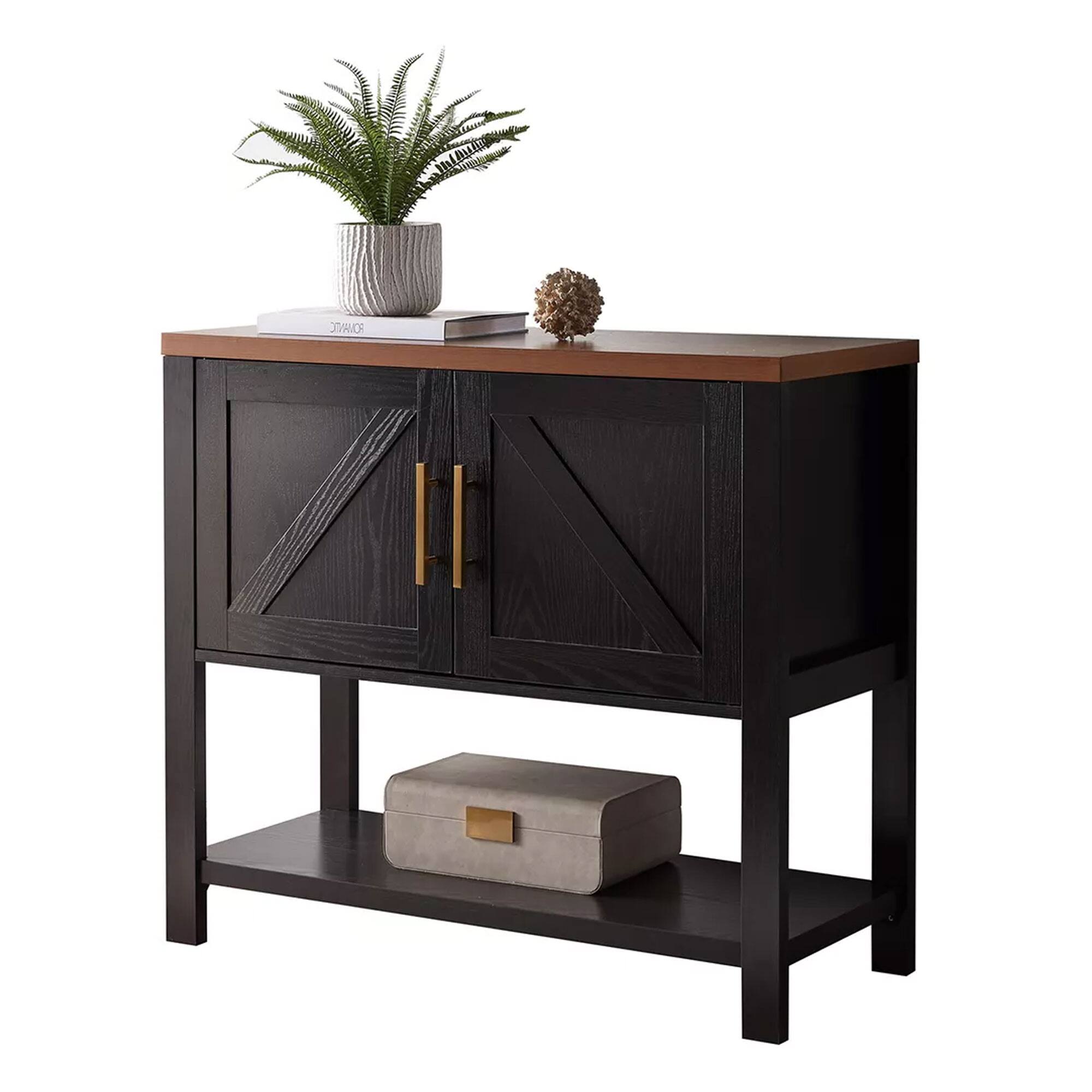 Back. Kings Brand Furniture - Kings Brand Furniture Teresa 2-Door Modern Console Table, Buffet Storage Cabinet - Dark Brown.