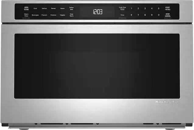 OPEN Cook Defrost Reheat Steam Clean
Beverages Popcorn Potatoes Veggies
Soften Malt Keep Warm
12:03
Cook Time Power Timer:
1 2 3 4 5
6 7 8 9 0
START +30 Sec STOP CANCEL
KitchenAid