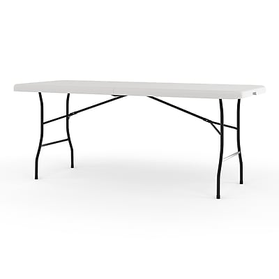 Alt View 2. Staples - 6' x 30" Heavy Duty Plastic Folding Table - White Granite.