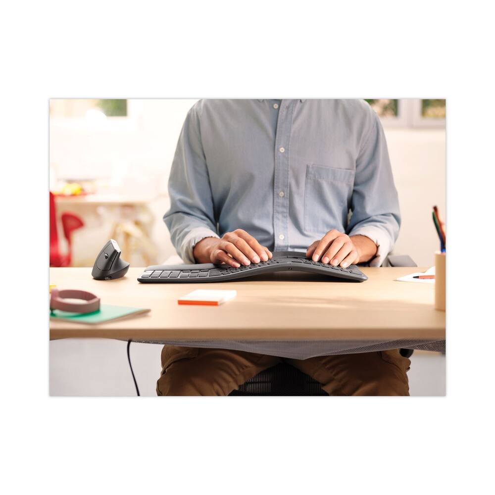 Back. Logitech - Logitech Ergo K860 920-010175 Split Keyboard For Business - Graphite - Wireless - Palm Rest - Black.