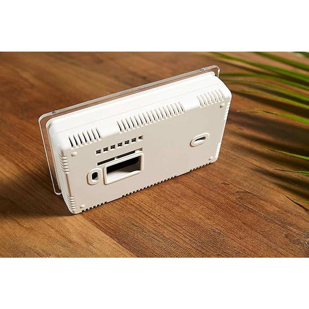 Left. Schertz - Clear Comfort Programmable Thermostat – Big, Readable Display, White.