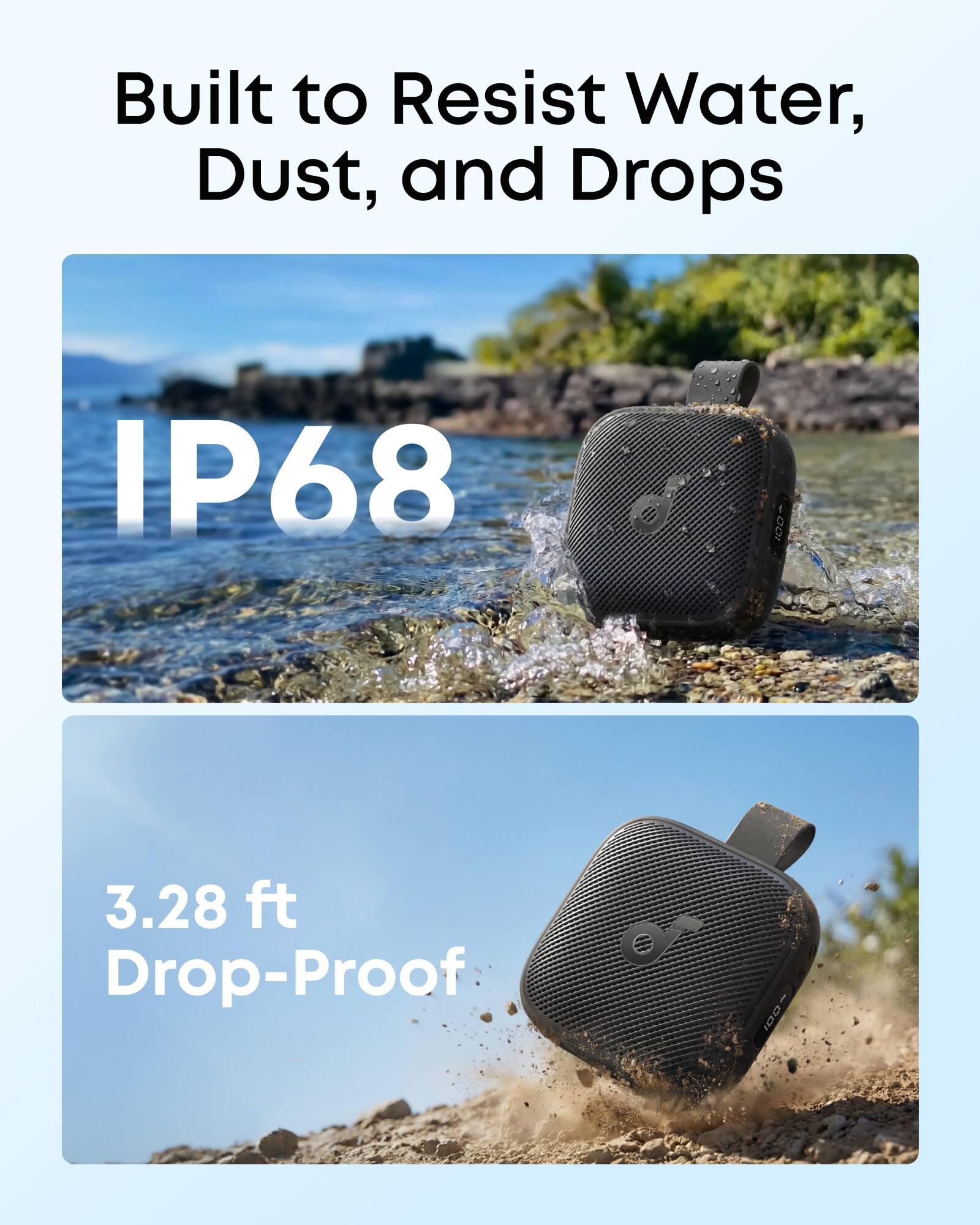 Built to Resist Water, Dust, and Drops  
IP68  
3.28 ft Drop-Proof