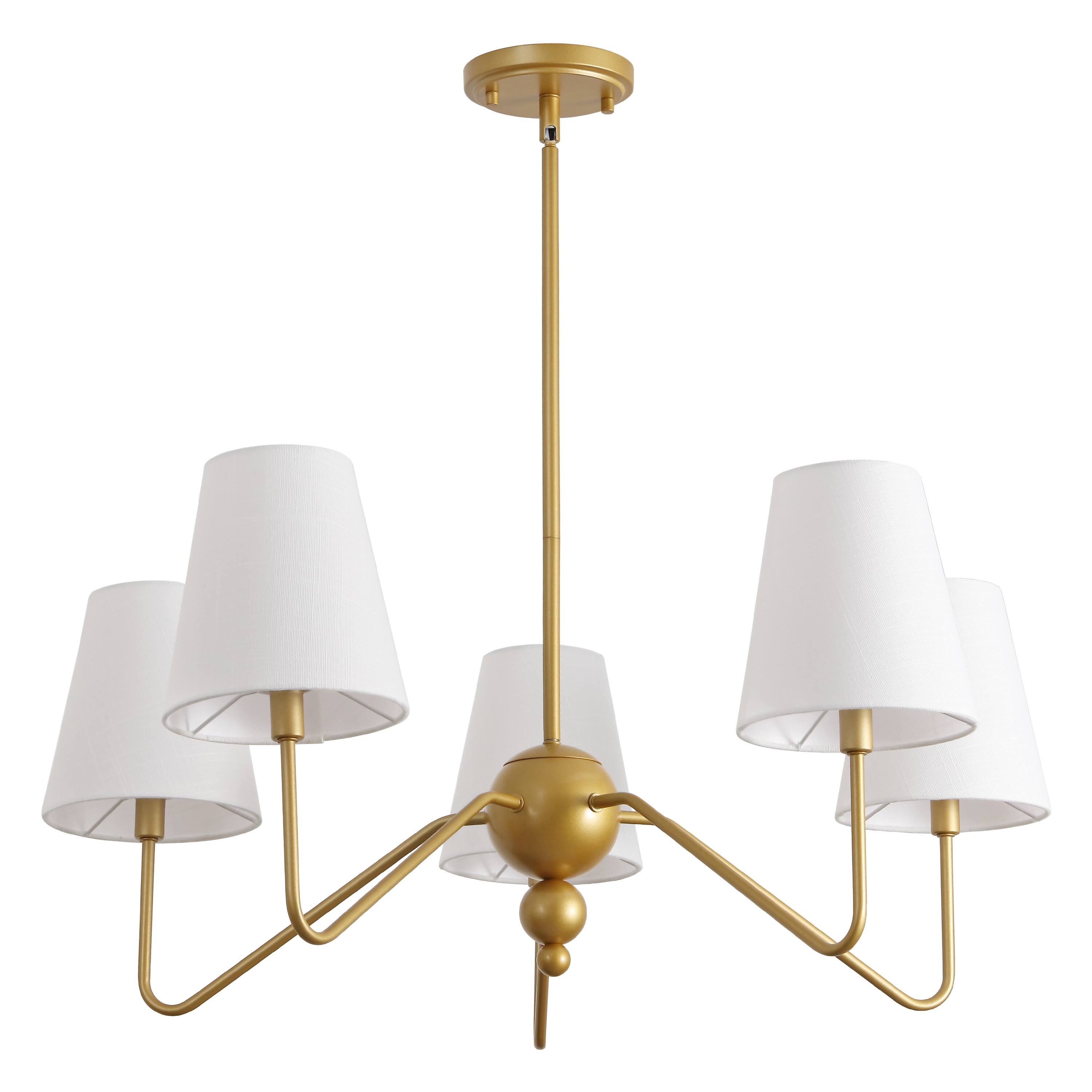 Alt View 7. Jonathan Y - Skylar 32" 5-Light Classic Minimalist Metal Inverted Gourd LED Chandelier, Gold Painting - Gold Painting.