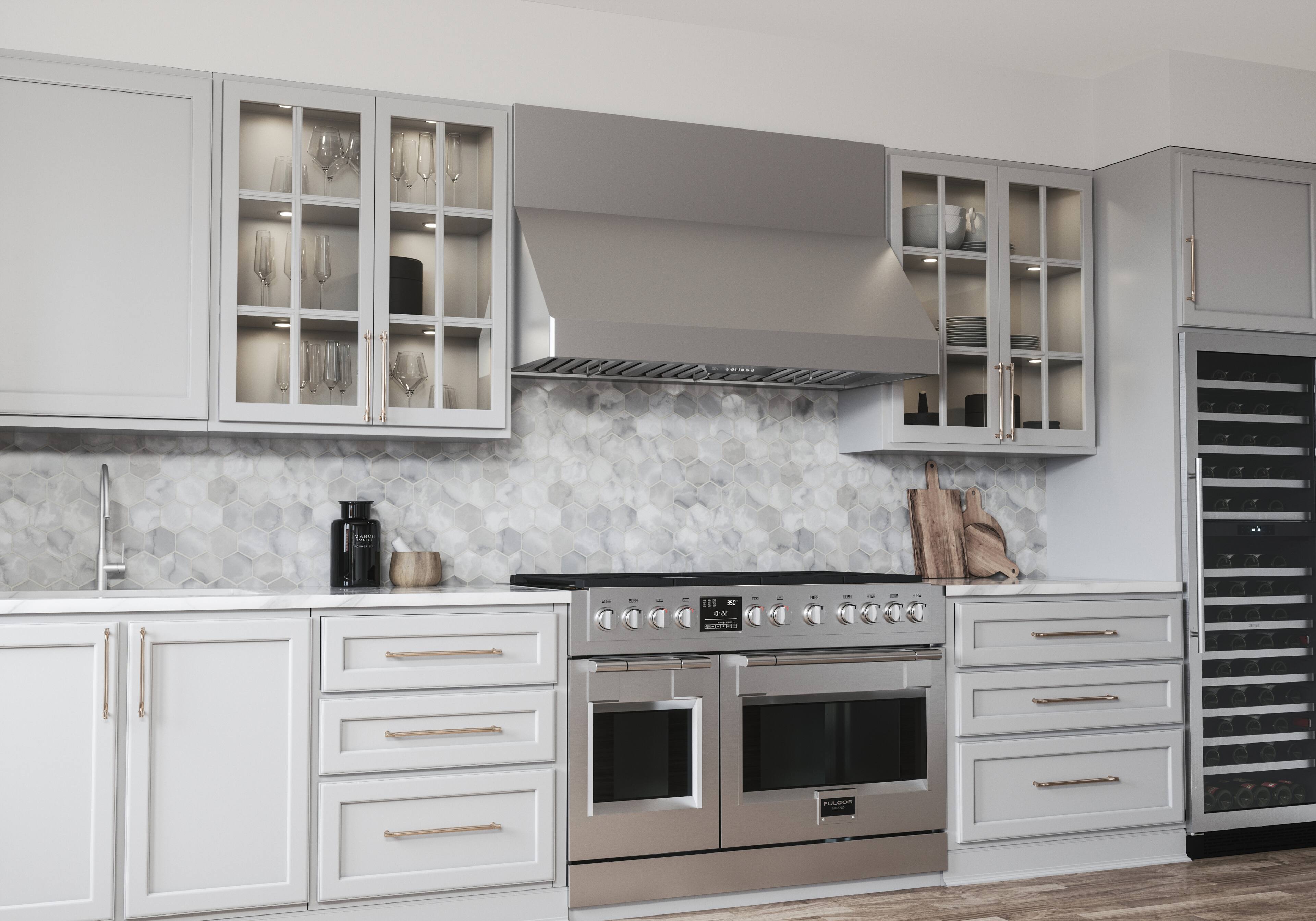 Alt View 18. Zephyr - Tempest II 54 in. 650 CFM Wall Mount Range Hood with LED Light - Stainless Steel.