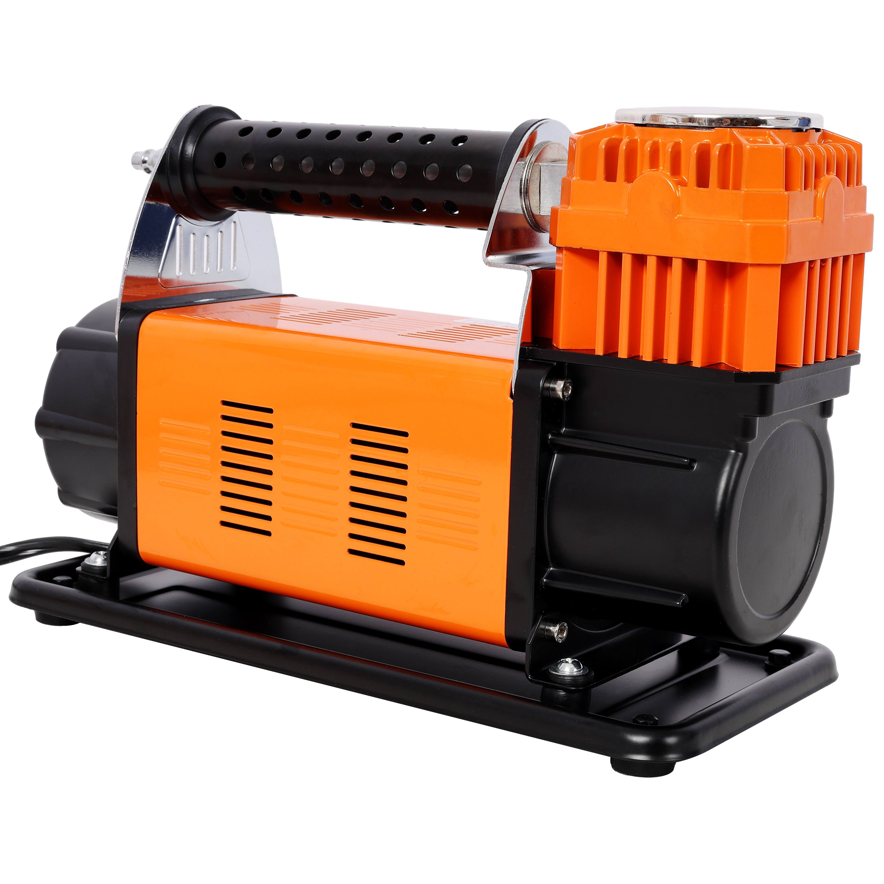 Back. MOOSOO - 12V Heavy Duty Air Compressor,Tire Inflator with Pressure Gauge, 150 PSI Air Pump for Car, SUV, RV, Truck - Orange.