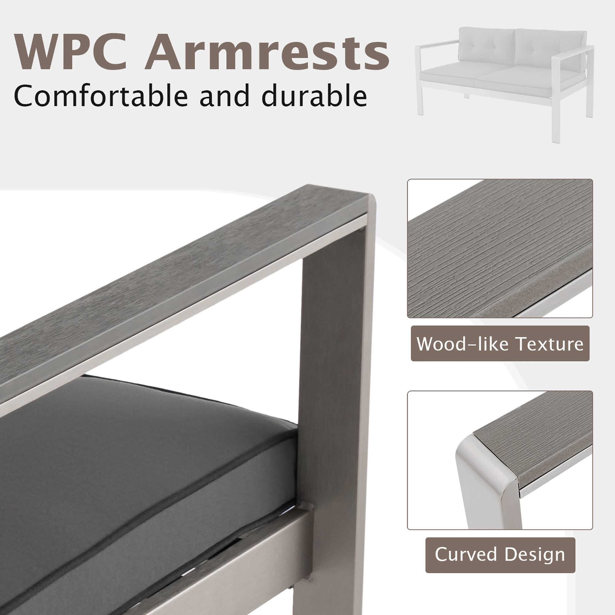 WPC Armrests
Comfortable and durable
Wood-like Texture
Curved Design