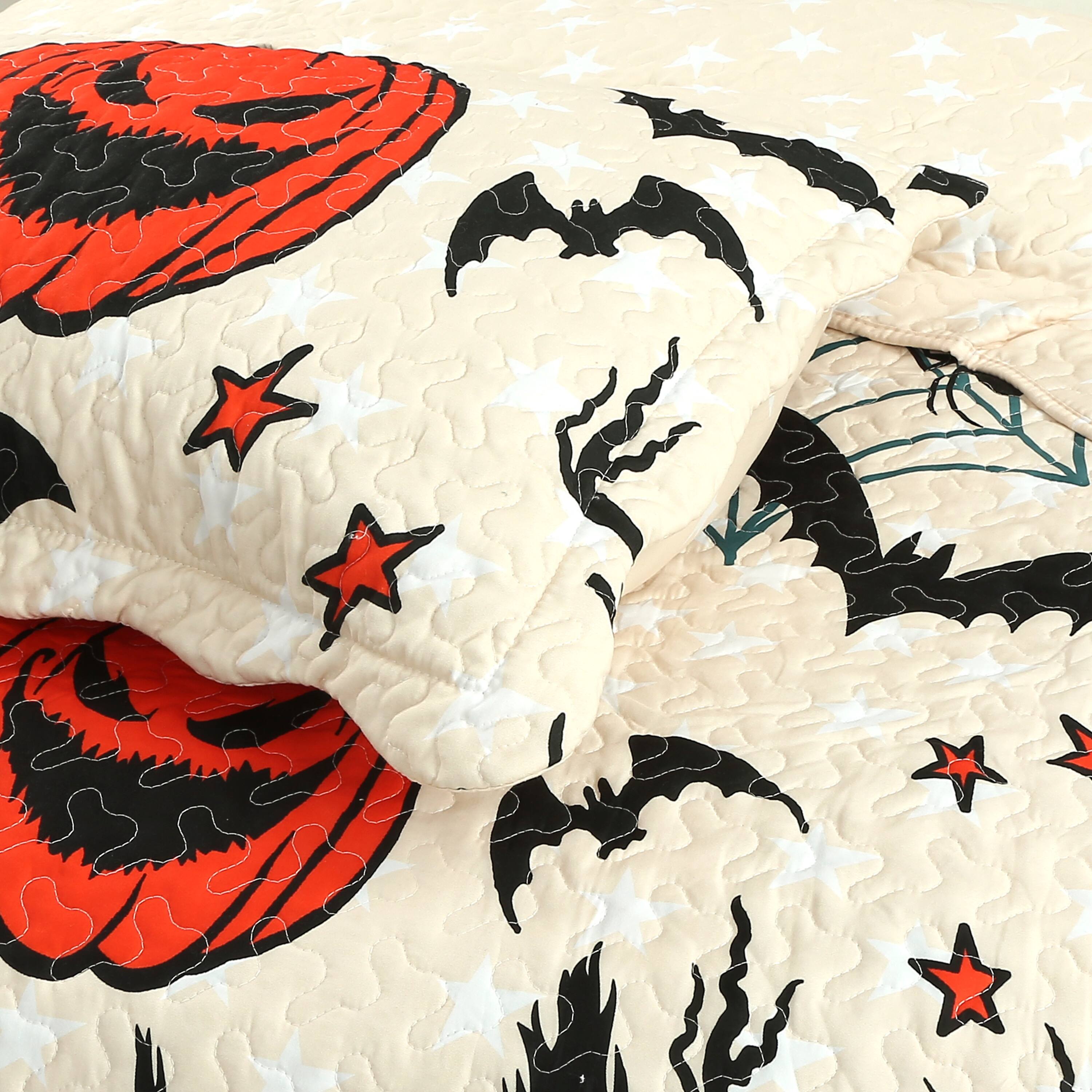 Alt View 1. MarCielo - Marcielo 2/3 Pcs Halloween Themed Quilt Bedspread Set ME503 - Yellow.