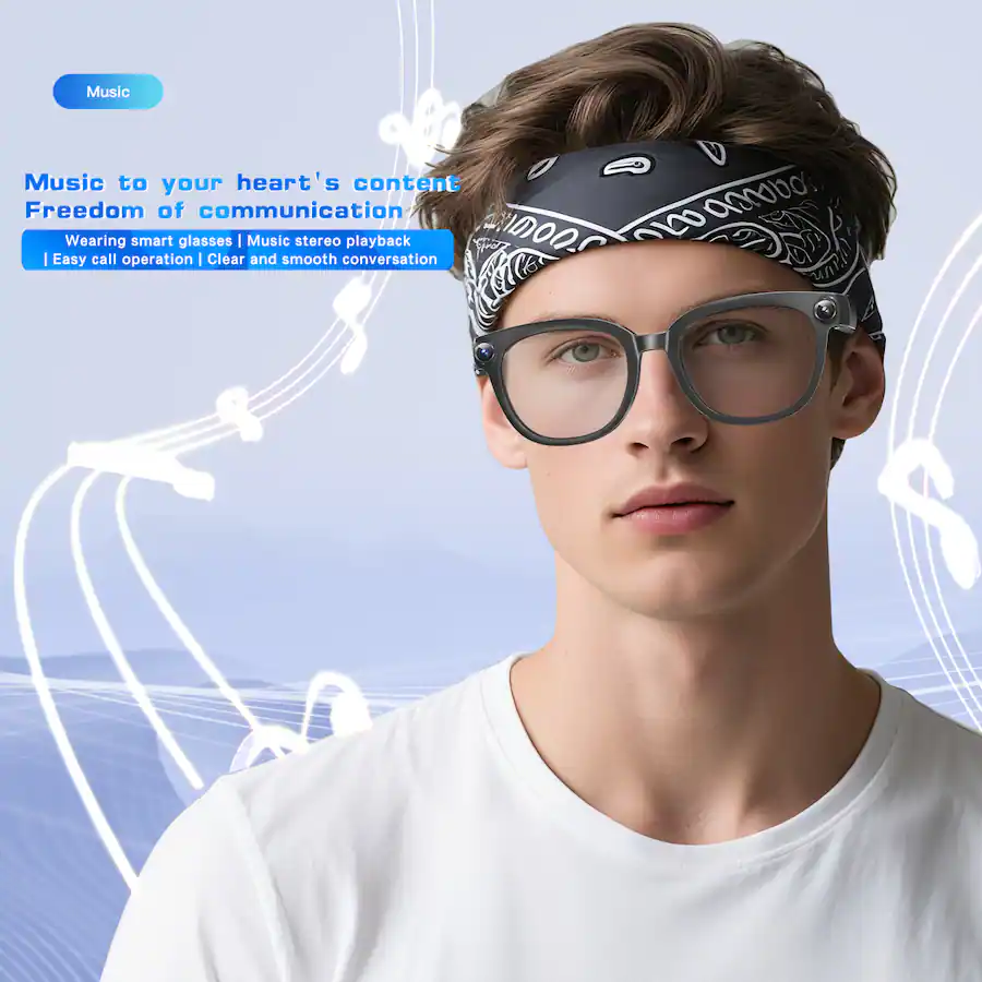 Music
Music to your heart's content
Freedom of communication
Wearing smart glasses | Music stereo playback
Easy call operation | Clear and smooth conversation