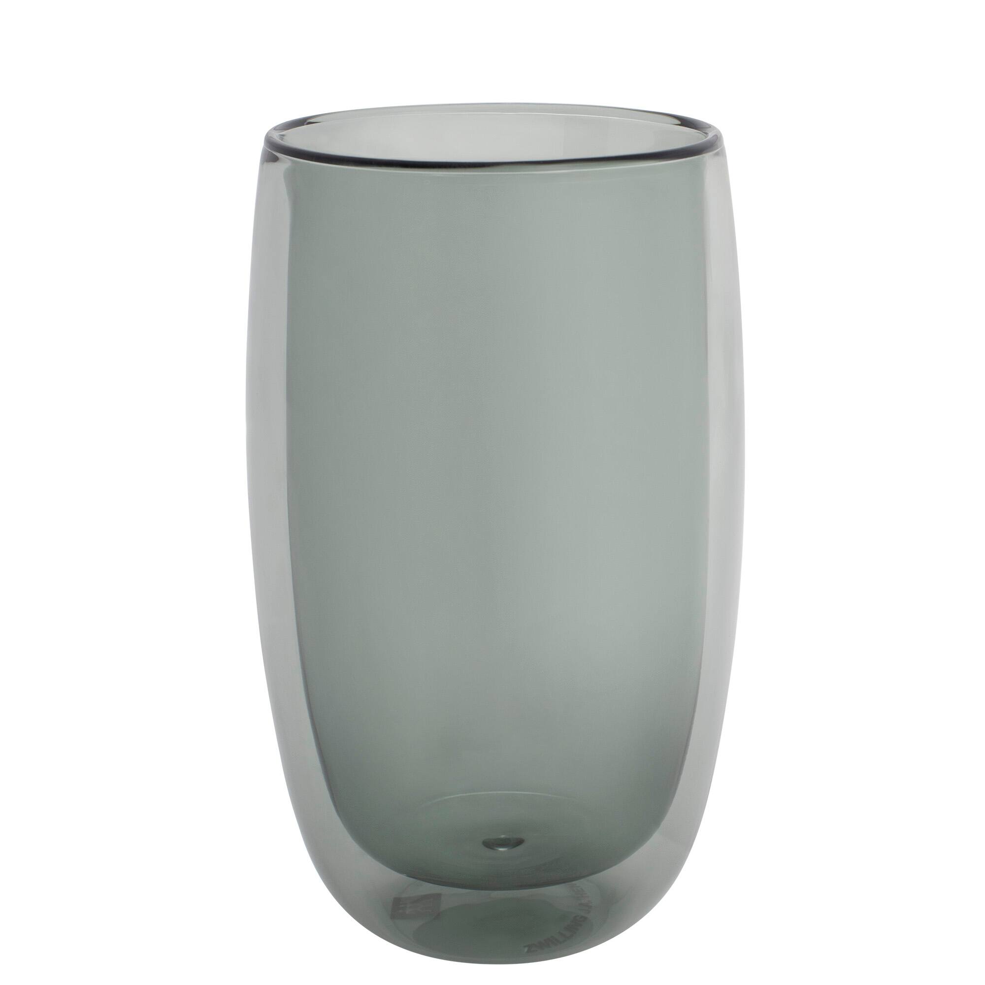 Front. ZWILLING - ZWILLING Sorrento 2-pc Double-Wall Latte Glass Set - Smoke Grey - Smoke Grey.