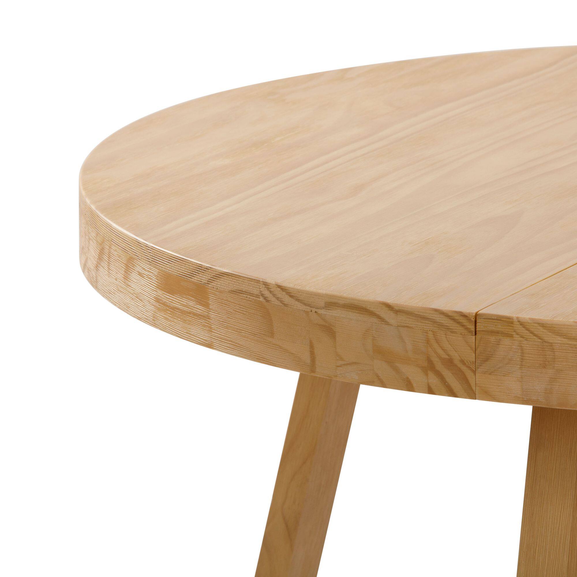 Alt View 3. Plank+Beam - Classic Round Dining Table (47in / 1194mm), Blonde Wirebrush - Blonde Wirebrush.