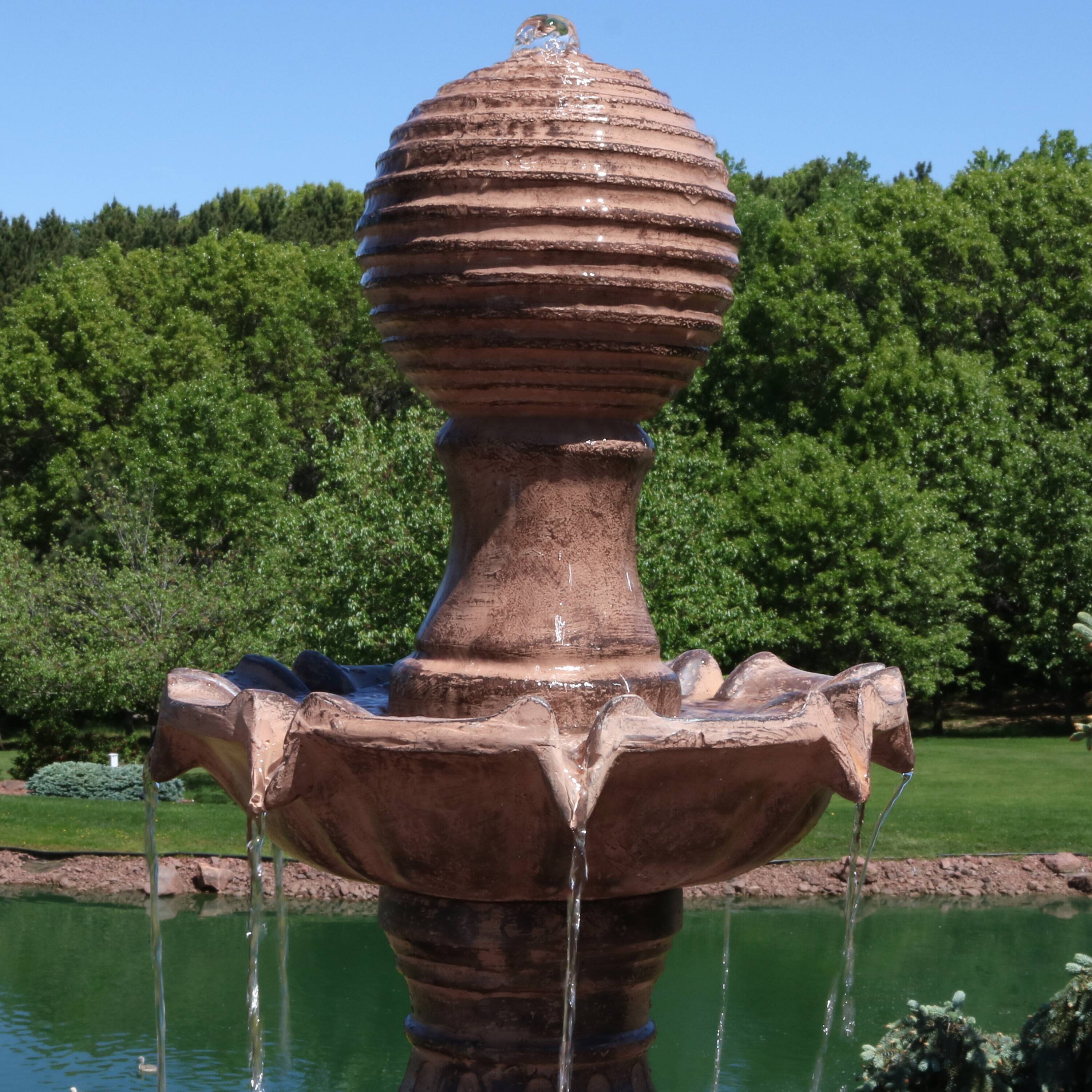 Alt View 7. Sunnydaze - Tiered Ball Resin Outdoor 4-Tier Water Fountain - Brown.