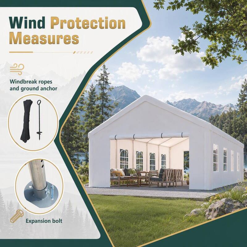 Wind Protection Measures

- Windbreak ropes and ground anchor
- Expansion bolt