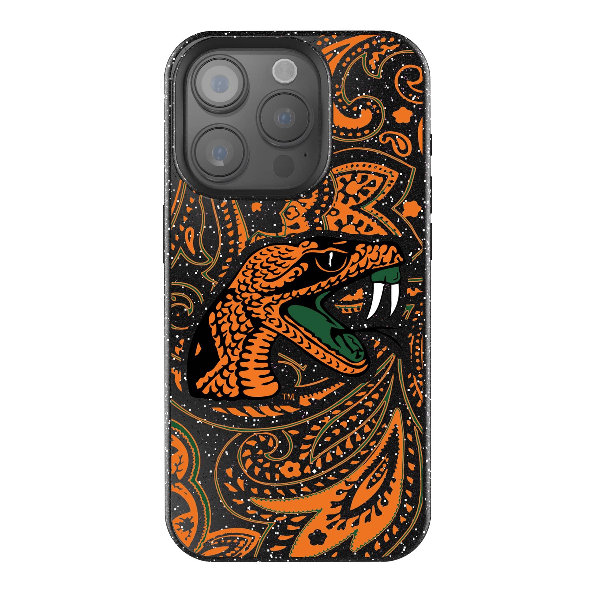 Keyscaper - NCAA - Florida A&M Rattlers Paisley Bling iPhone Case - 14 - Black