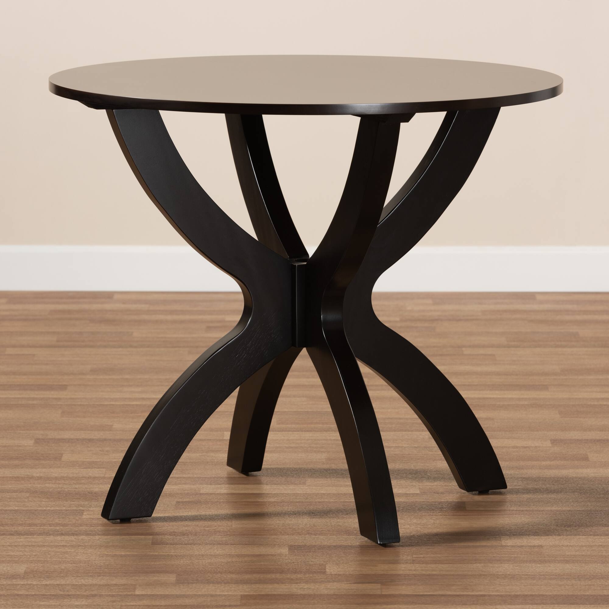 Alt View 2. Baxton Studio - Tilde Modern and Contemporary Finished 35-Inch-Wide Round Wood Dining Table - Dark Brown.