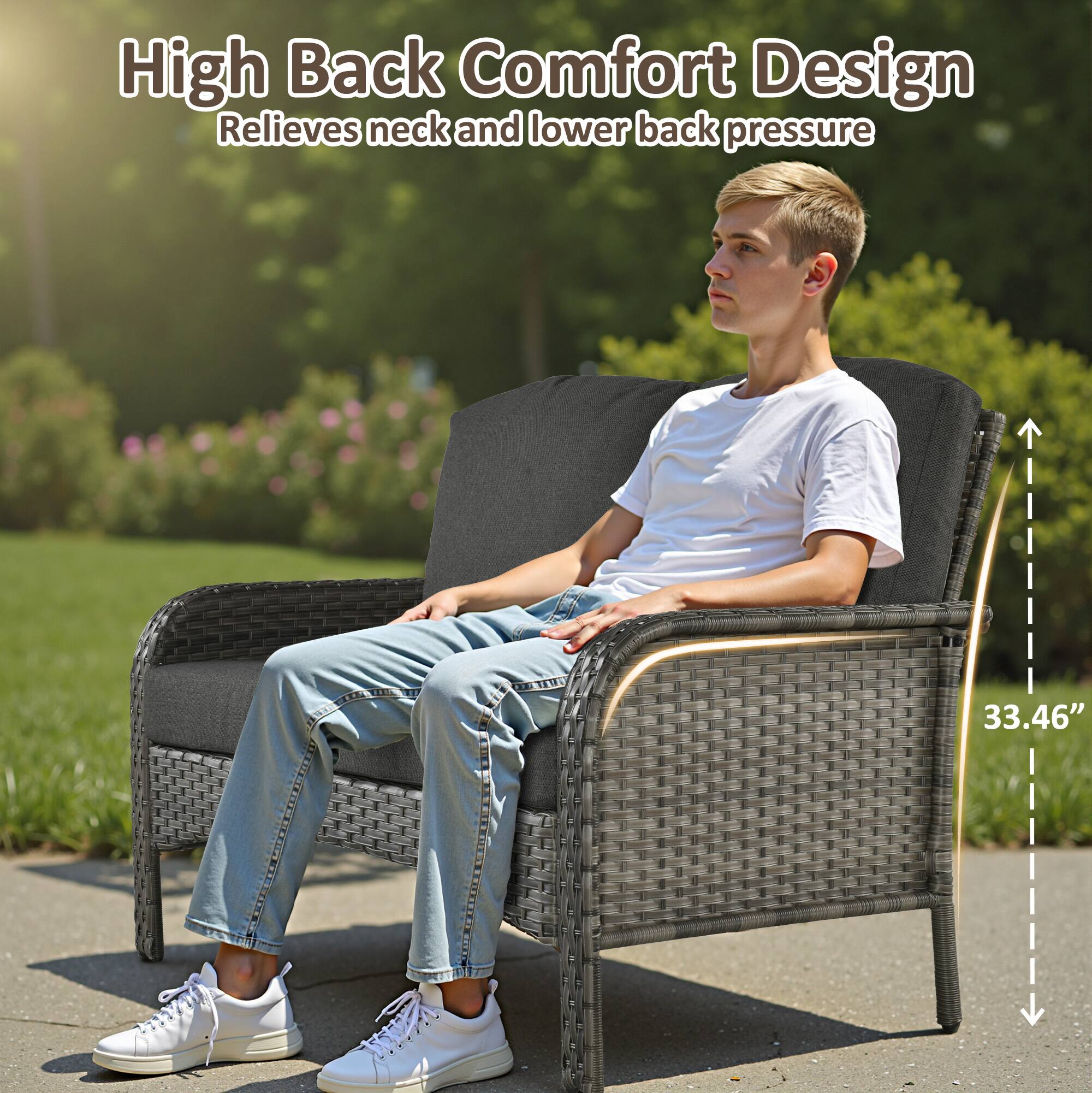 High Back Comfort Design  
Relieves neck and lower back pressure  

33.46"