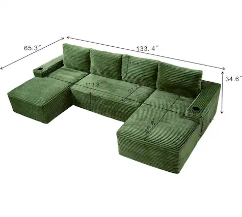 65.3" 133.4" 18.8" 113.8" 6.5" 21.2" 21" A 34.6" 8" 48.8" 9.8" 22.4"