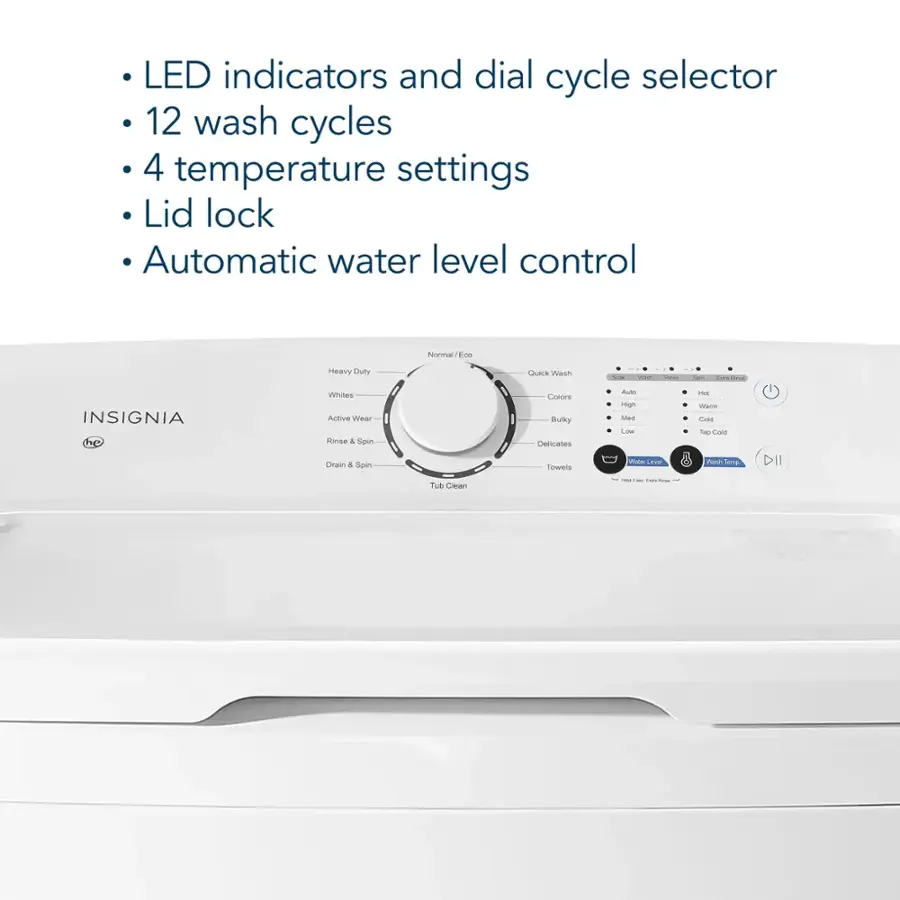 Insignia 3 7 cu ft high efficiency 12 cycle top loading washer white