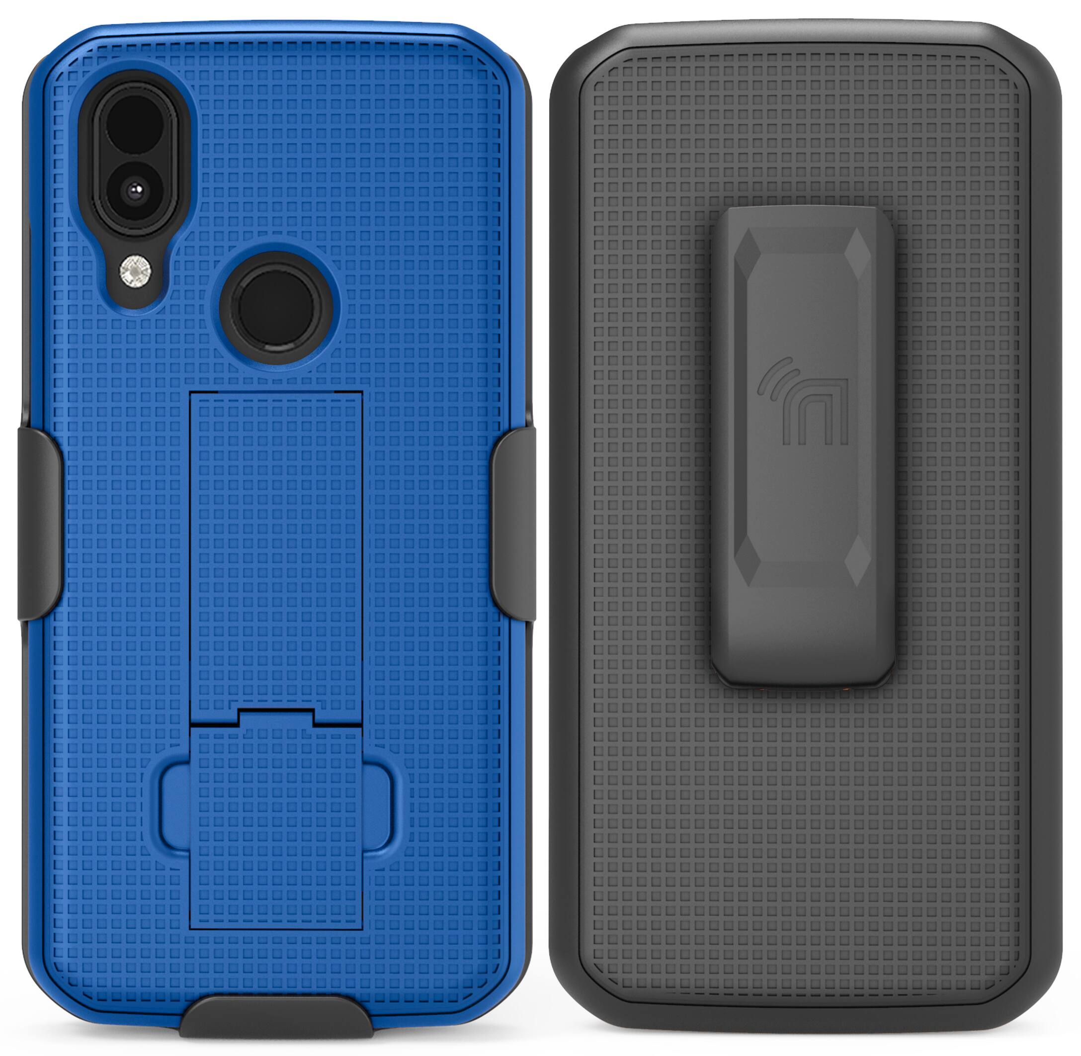 Alt View 3. Nakedcellphone - Case with Stand and Belt Clip Holster for CAT S62 Pro - Blue.