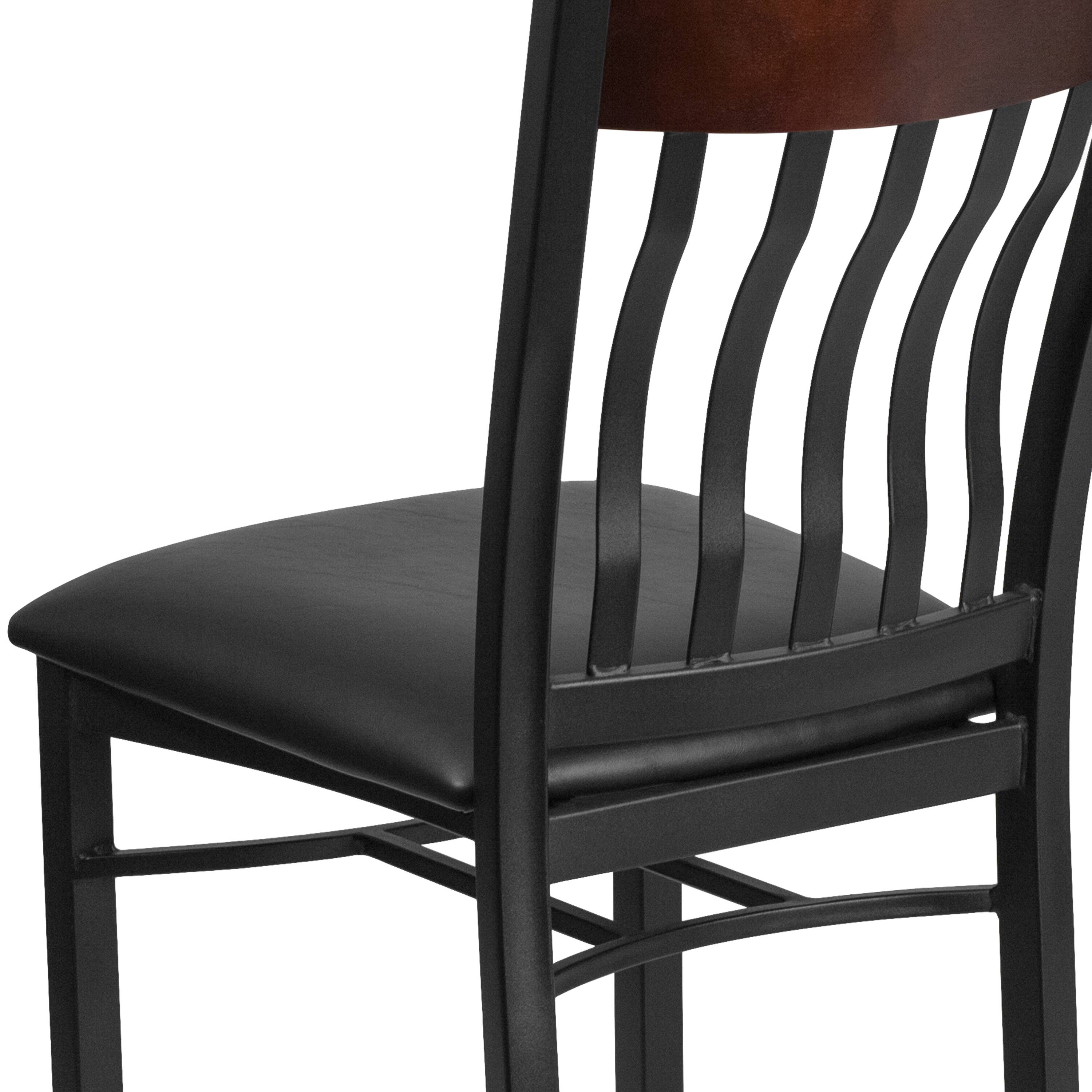 Alt View 9. Emma + Oliver - Vertical Back Metal Restaurant Dining Chair with Vinyl Seat - Walnut.