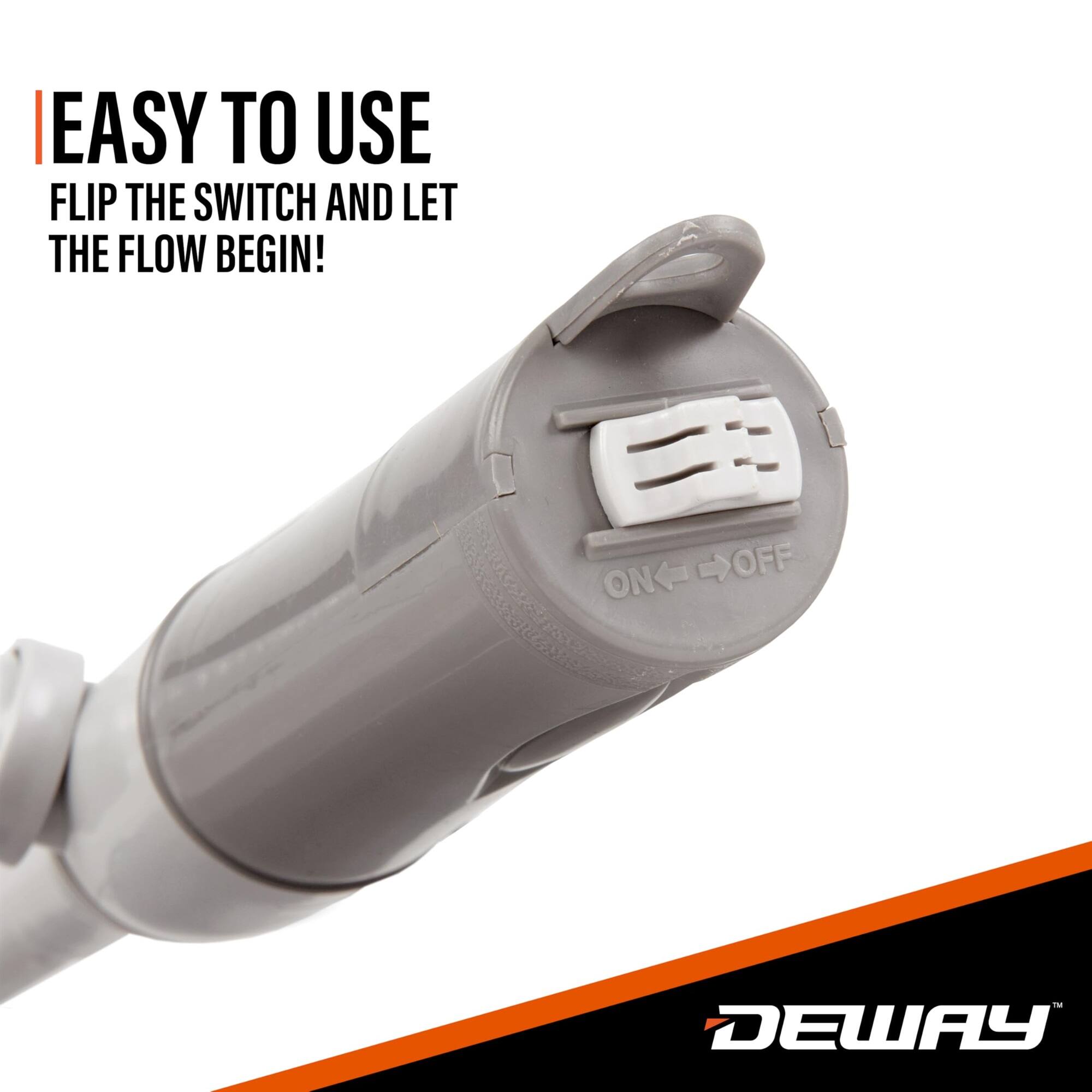 EASY TO USE
FLIP THE SWITCH AND LET THE FLOW BEGIN!
ON OFF
DEWAY