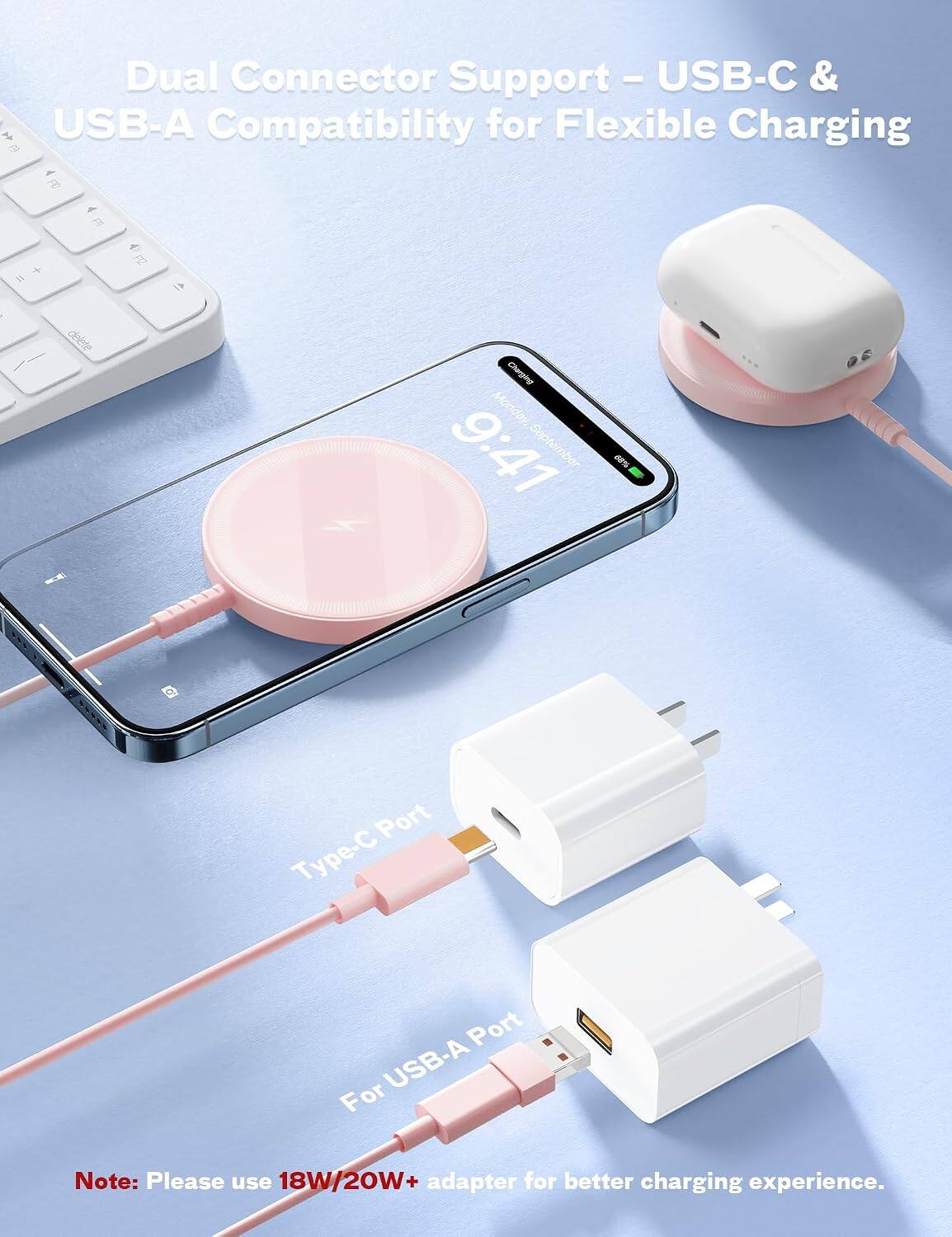Dual Connector Support - USB-C & USB-A Compatibility for Flexible Charging

Port Type-C
Port For USB-A

Note: Please use 18W/20W+ adapter for better charging experience.
