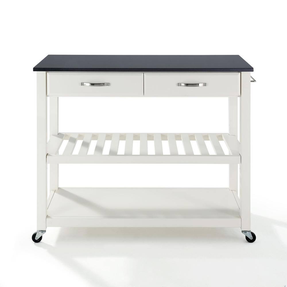 Front. Crosley Furniture - Granite Top Kitchen Prep Rolling Cart - White.