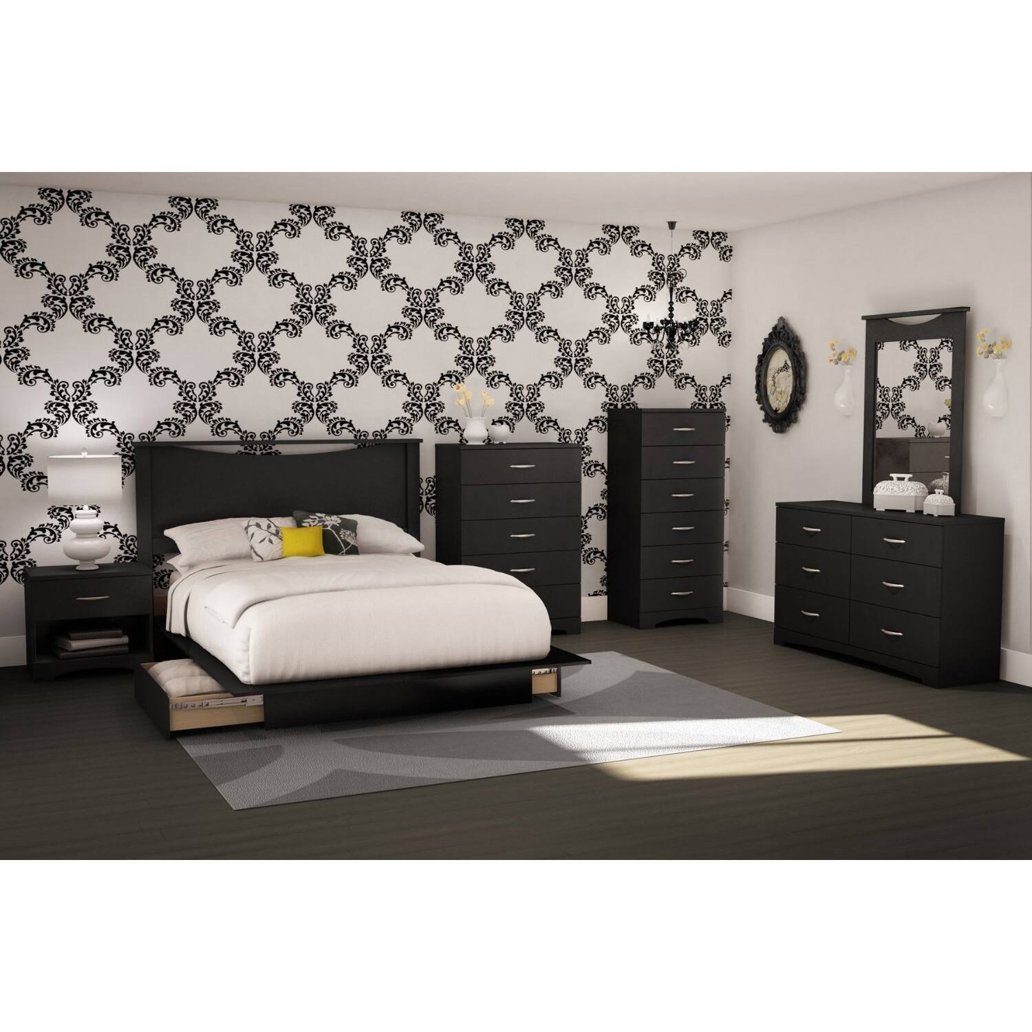 Left. Hivvago - Hivvago 6-Drawer Lingerie Chest for Contemporary Bedroom - Black.