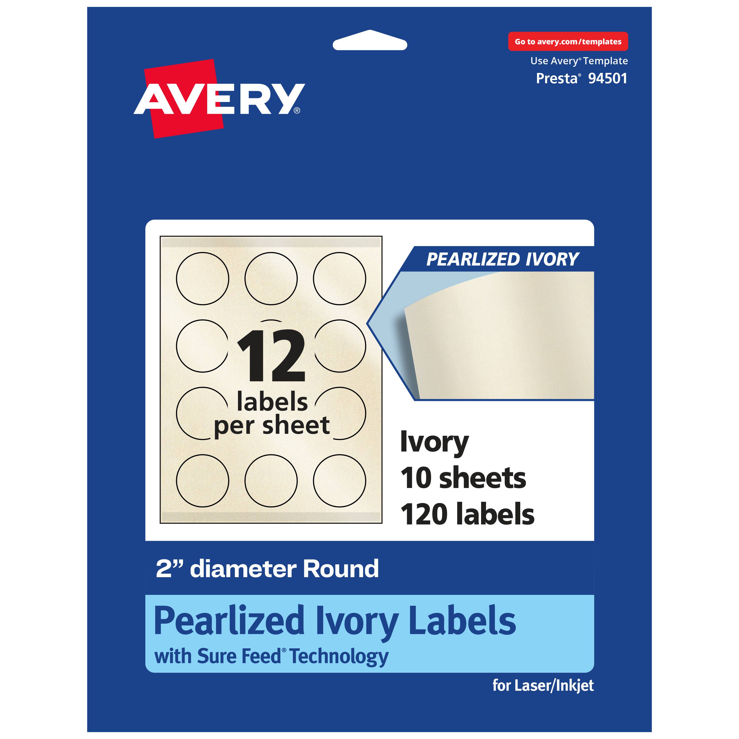 Avery - Pearlized Ivory Round Labels, 2" diameter, 120ct - White