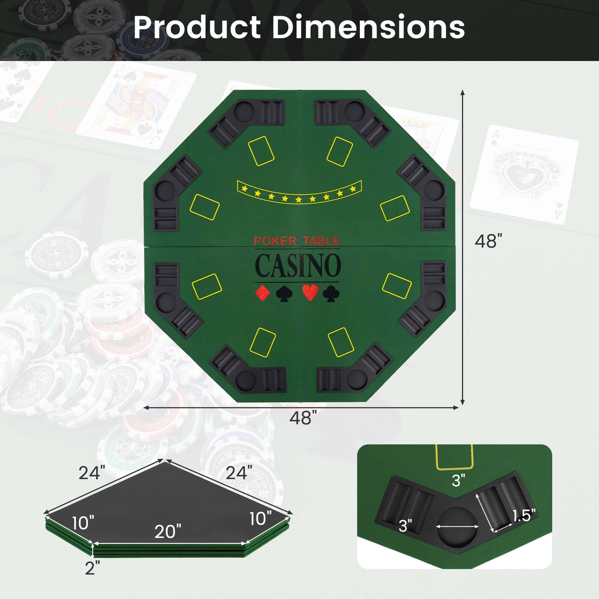Product Dimensions

A POKER TABLE CASINO
48"
48"
24"
24"
3"
10"
20"
10"
3"
1.5"
2"