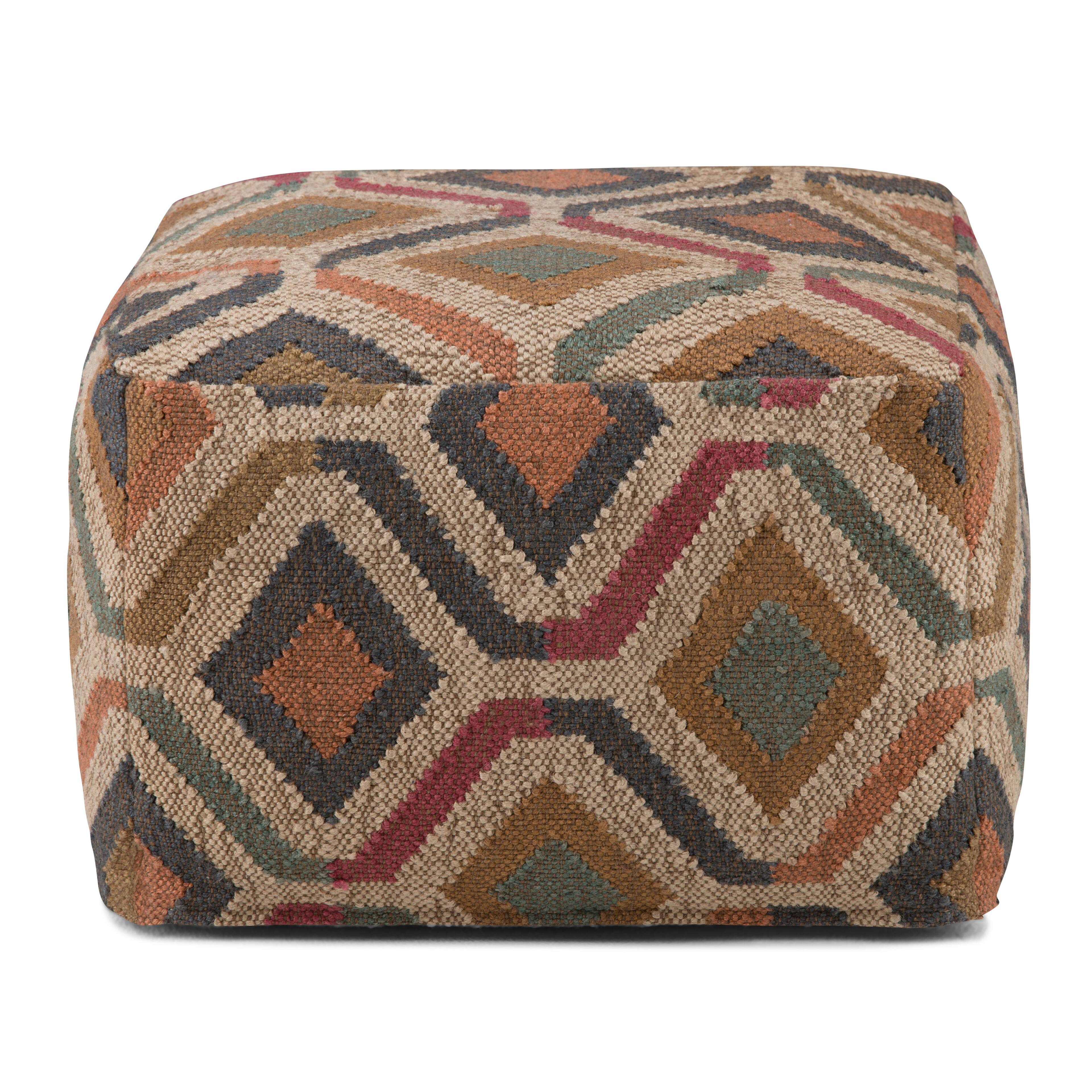Left. Simpli Home - Johanna Square Pouf - Kilim Patterned.