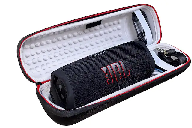 Front. JBL - JBL Charge 5 Portable Waterproof Bluetooth Speaker with Winguard Travel Case (Black) - Black.