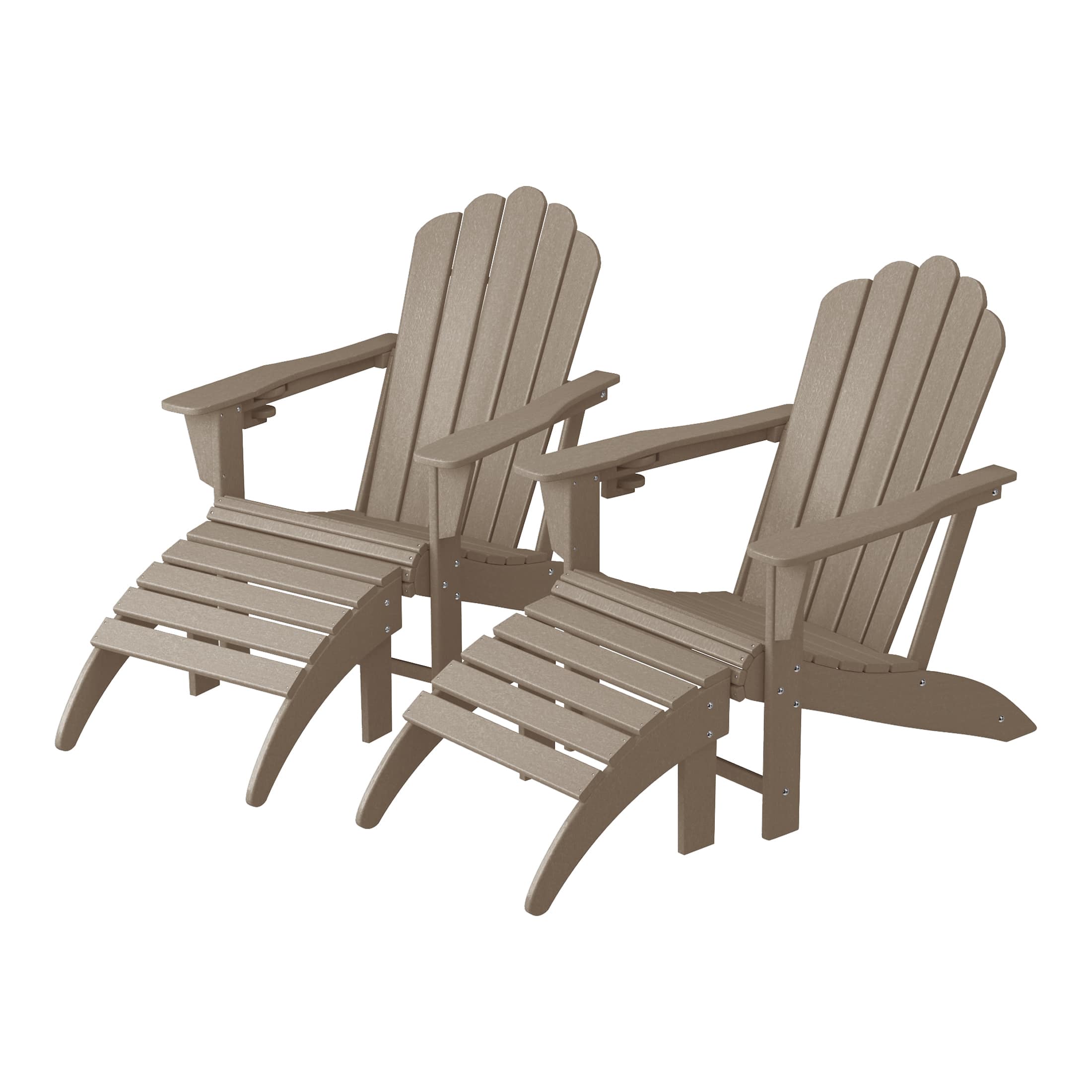 WestinTrends - Highland 4-Piece Outdoor Patio HDPE Adirondack Chairs With Ottomans and Cup Holder Set - Weathered Wood price history on PriceWatchPro